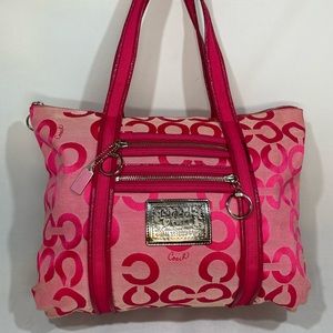 Coach Canvas Tote handbag Pink with Logo. New